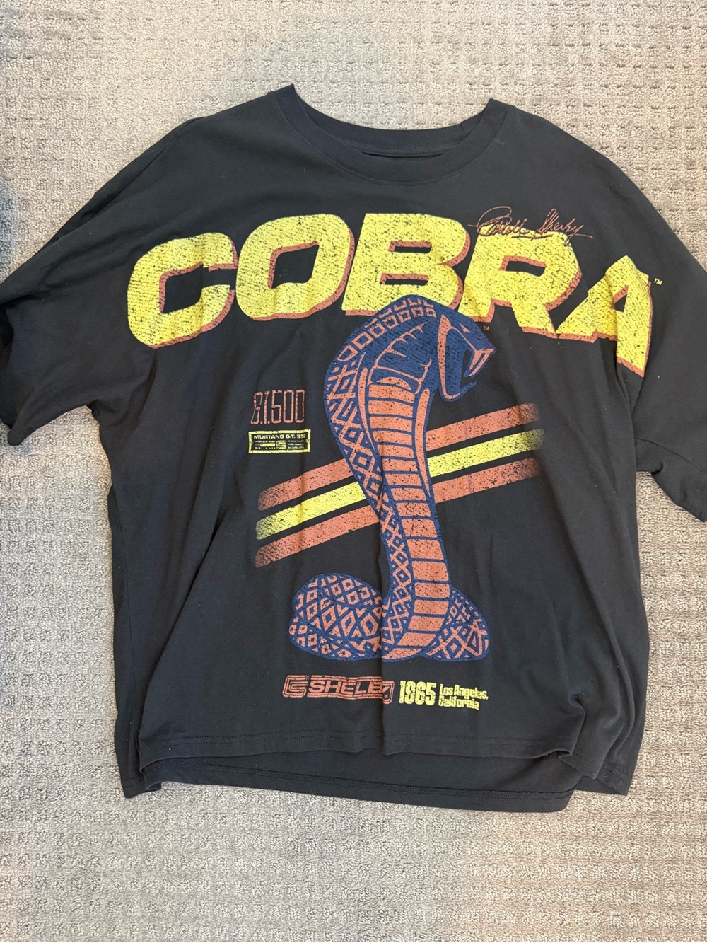 Graphic Cobra Short Sleeve Tee in Black with Yellow & Orange Print